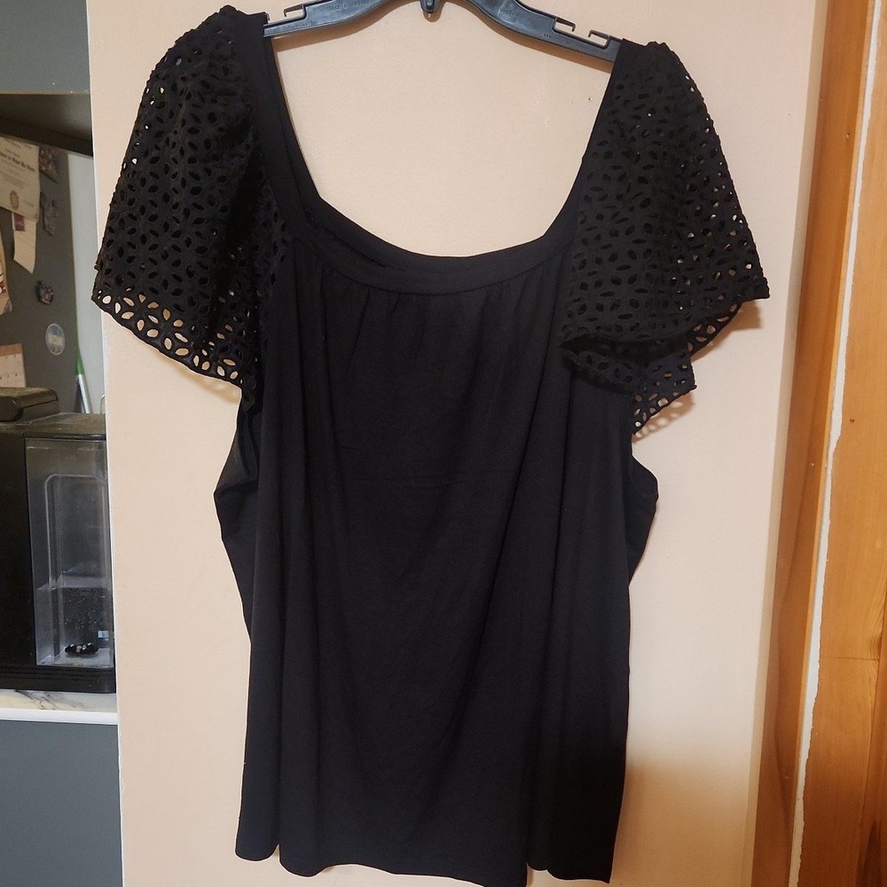 Lane Bryant Eyelet-Sleeve Square-Neck Top size 18/20 NWT